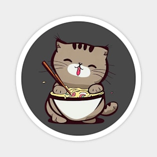 Cute cat eating ramen | Adorable animal Magnet